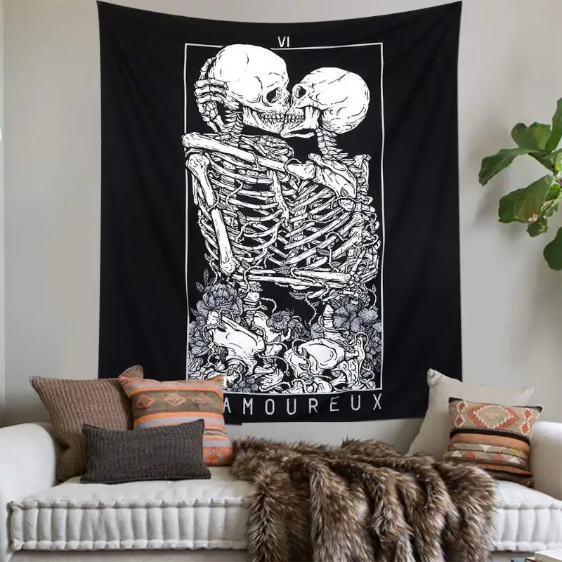 Mandala Skull Printed Tapestry Wall Hanging Blanket Yoga Mat Bedroom Decor Bohemian Beach Towel Tablecloth Halloween Tapestry