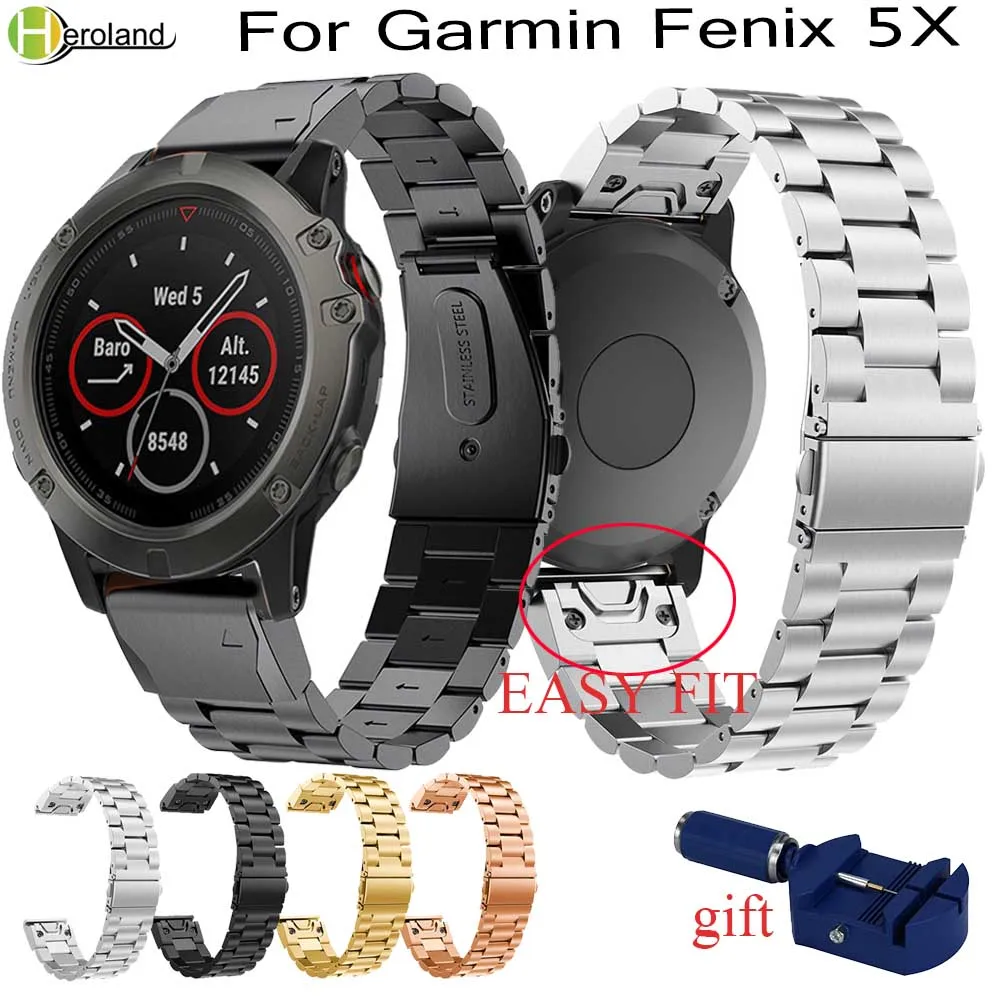 Фото Ремешок из нержавеющей стали для наручных часов Garmin Fenix 5X 5x Plus, Garmin Fenix 3 3 HR 26 мм, металлический сменный умный ремешок, Новинка №1