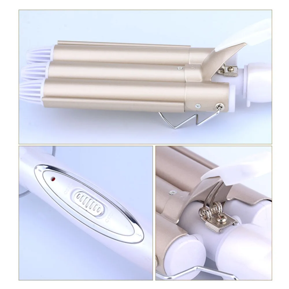 Керамические щипцы для завивки волос 110-220 В титановая шина тройная бочка