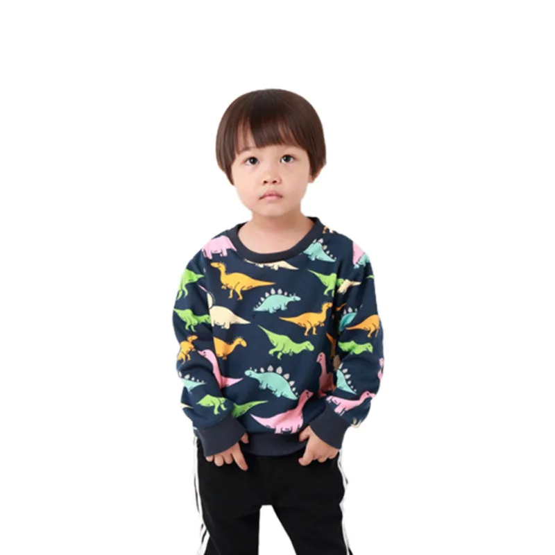 Весна 2019 модная толстовка с динозавром для мальчиков спортивные толстовки