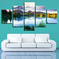 modular frames painting wall art 5 pieces printing mountain forest lake landscape canvas pictures decoration living room posters