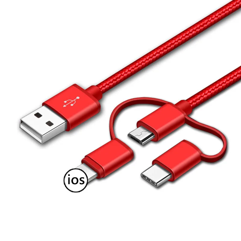 USB Кабель зарядного устройства для iphone XS X 5 6 7 мульти Зарядка 3 в 1 кабель Micro type C