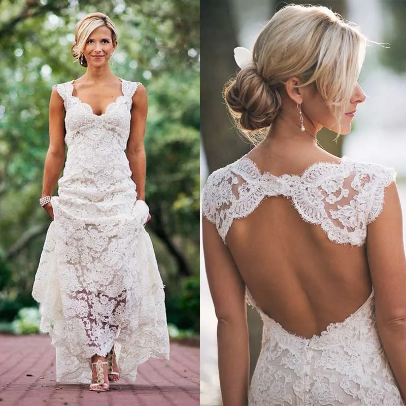 

Open Back Mermaid Wedding Dresses 2019 New Sleeveless Lace Sweep Strain Illusion Wedding Guest Dress Bridal Gowns