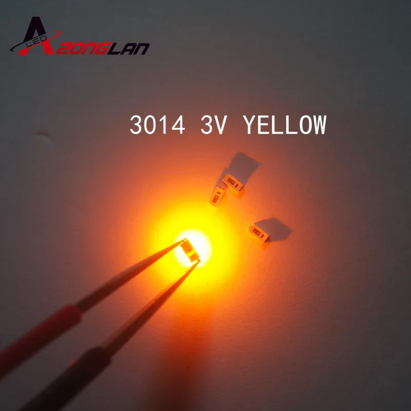 Фото 100 шт 3014 SMD LED чип желтый ультра яркий 0 1 W 6 8LM 30mA 3V поверхностного монтажа