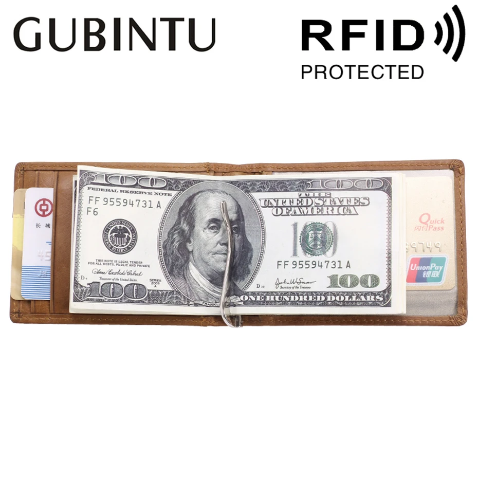 Kashelek для мужчин кошелек RFID с денежный зажим купюр бизнес держатель карт и я денег