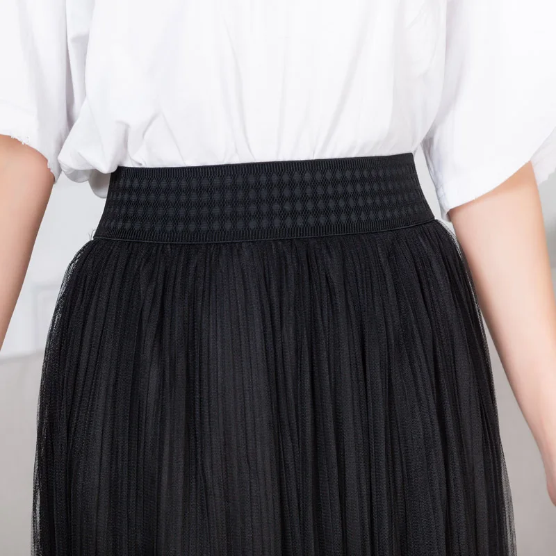 Летняя женская юбка кружевная Цветочная сетчатая с высокой талией