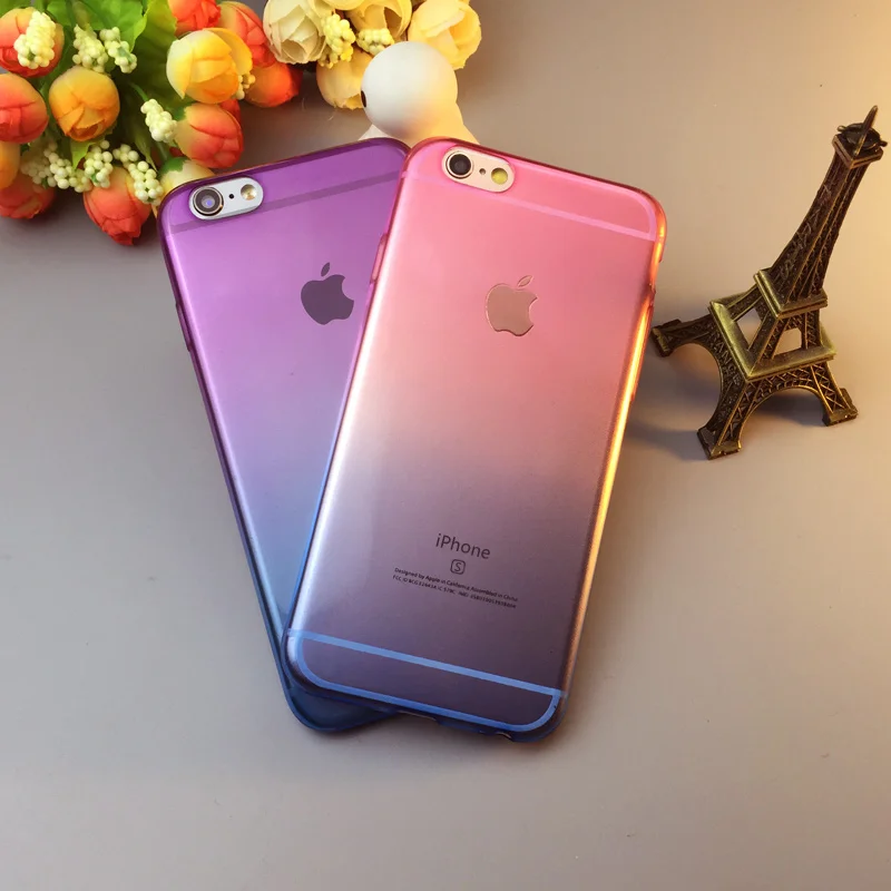 Gradient Color Silicone Case For iPhone 6 6S / Plus Luxury Anti-crash Cover i Phone 6Plus S Bag |