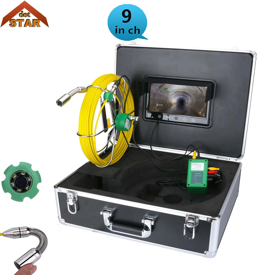 Инспекционная камера Труба 9 ''LCD водонепроницаемая труба канализационная IP68