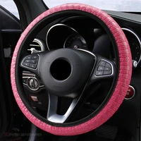 2019 braid on the steering wheel woven leather car steering wheel cover for women comfortable wheel cover cubre volante auto