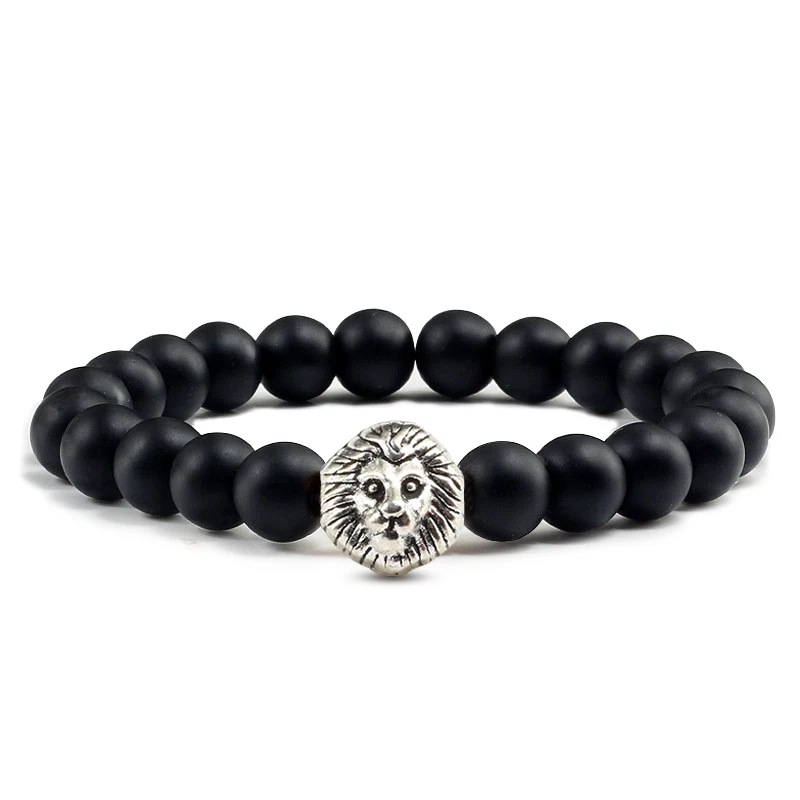 Мужские и женские браслеты из натуральной лавы с бирюзой тигровым глазом