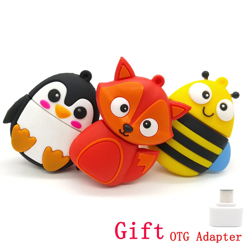 Симпатичные Животные Мультфильм флешка USB Флэш Накопители 4 ГБ 8 16 32 флешки pen drive