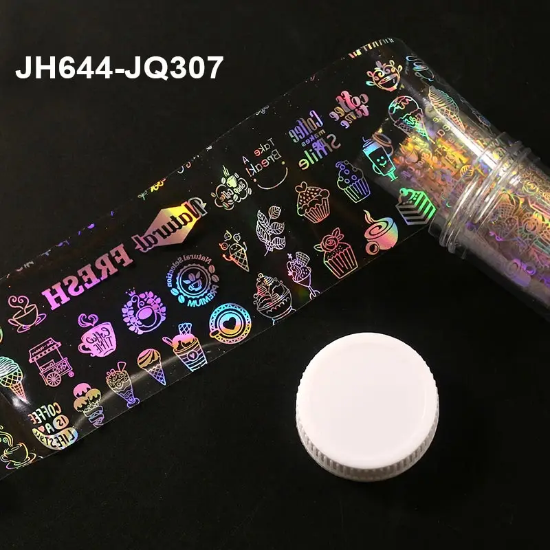 JH644-JQ307 1 рулон перо торт лист ФЕЙЕРВЕРК ДИЗАЙН пленка для ногтей переводные наклейки лазерные наклейки со звездами украшения ногтей аксессуары - Цвет: JH644-JQ307