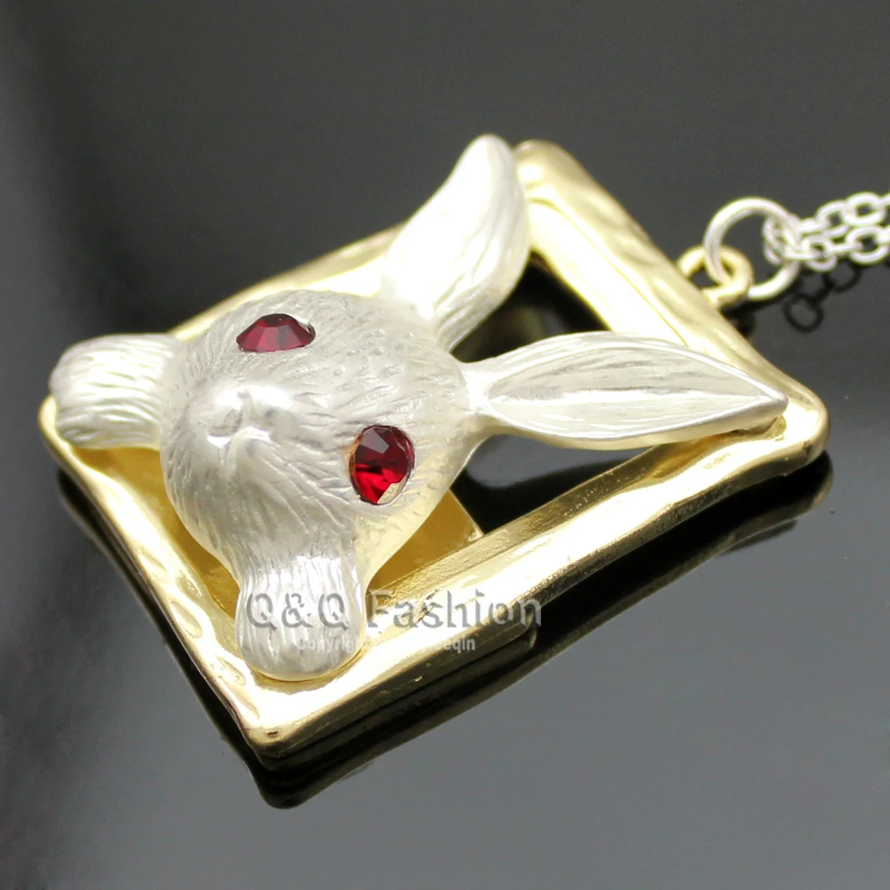 Позолоченное и серебряное ожерелье в виде кролика форме марша глаз чудес новое