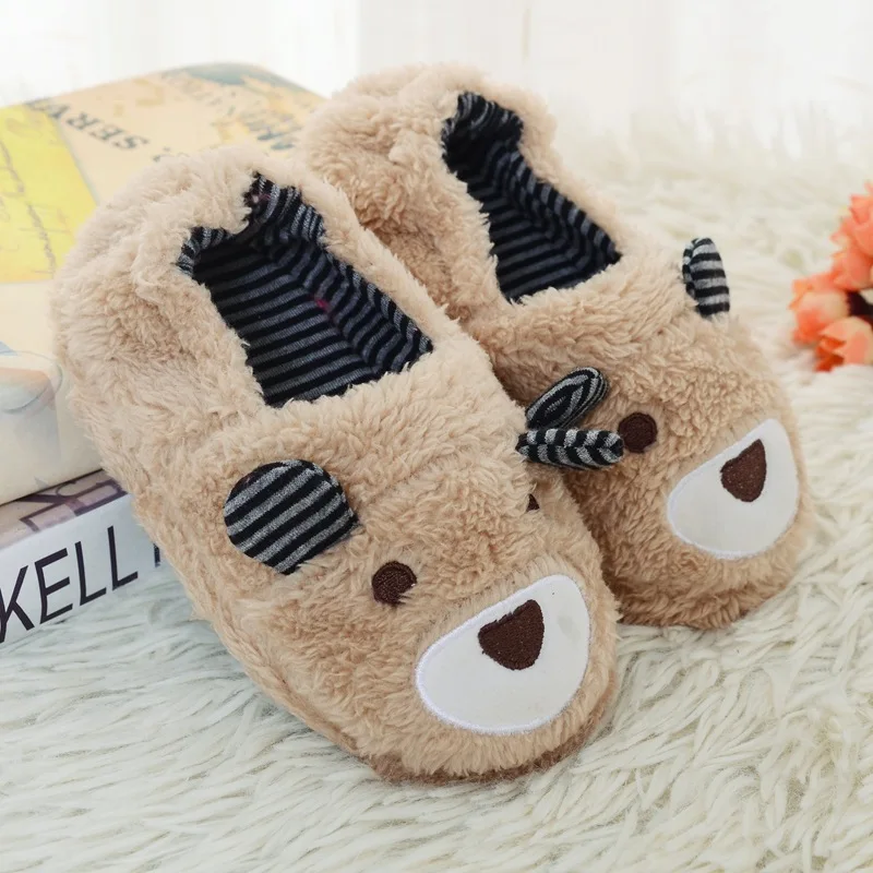 

Cotton Slippers Kid's Winter Home House Shoes Plush Bear Wrapped Roots Warm Cotton Slippers 1-5Y