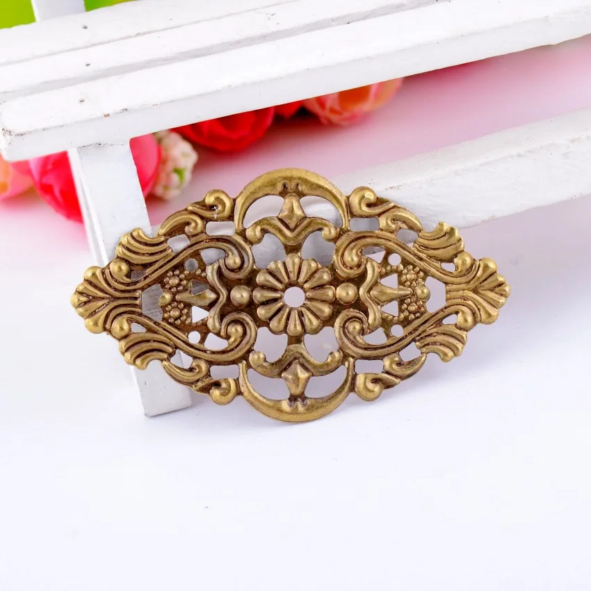 

Free shipping 5Pcs Filigree Wraps Connectors Metal Crafts Decoration DIY Findings Ancient Bronze Pattern Hollow 32x 55mm F0431