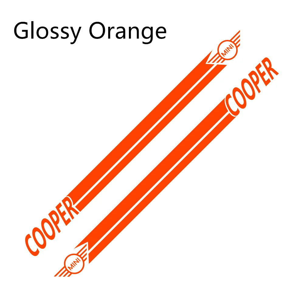 Glossy Orange Наклейки для автомобиля сбоку в полоску спортивный стиль наклейки для Mini Cooper R56 R57 R58 R50 R52 R53 R59 R61 R60 F60 F55 F56 F54 аксессуары - Название цвета: Glossy Orange