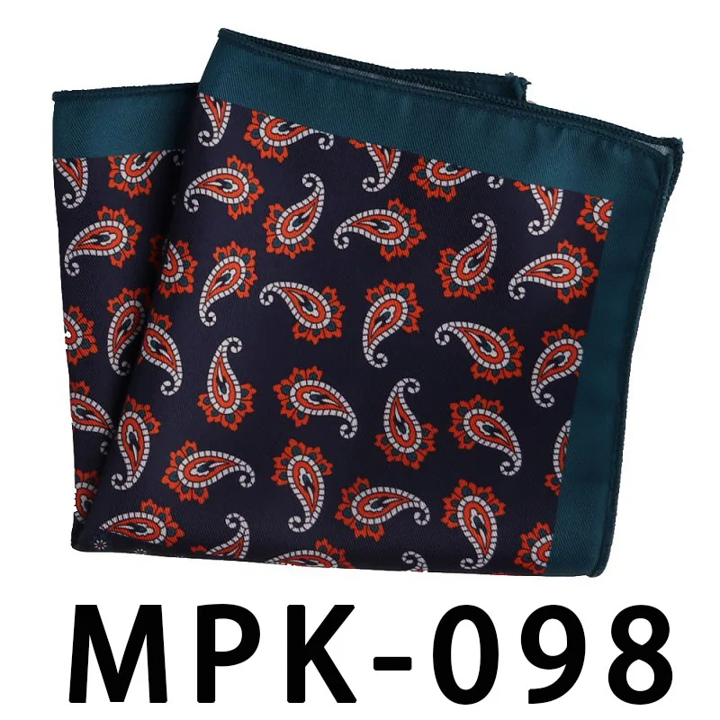 MPK-98 YISHLINE отличительный мужской носовой платок Карманный квадратный шелковый человек в горошек Пейсли мужские нагрудные платки свадебные праздничные аксессуары на подарок - Цвет: MPK-98