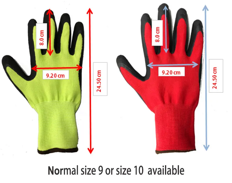 

12 Pairs Protective Work Gloves For Gardening Industry with Colorful Polyester Dipping Foam Latex Safety Working Gloves
