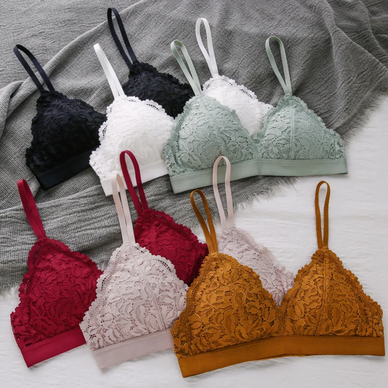 Треугольники Беспроводной Bralette комплект тонкий хлопок нижнее белье дышащее с