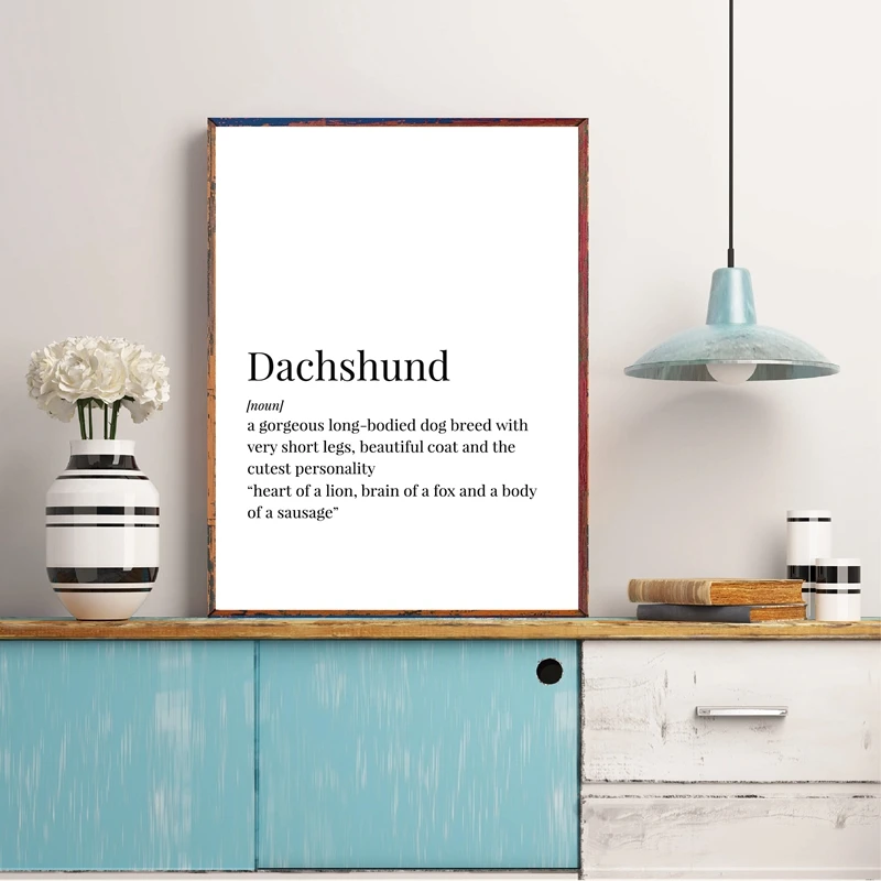 Художественный плакат на холсте с изображением таксы постер собаки любовника