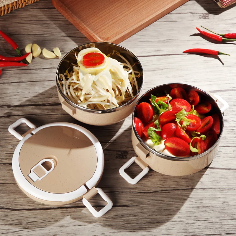 Двухслойный ланчбокс для посуды и тарелок набор из нержавеющей стали зернистая