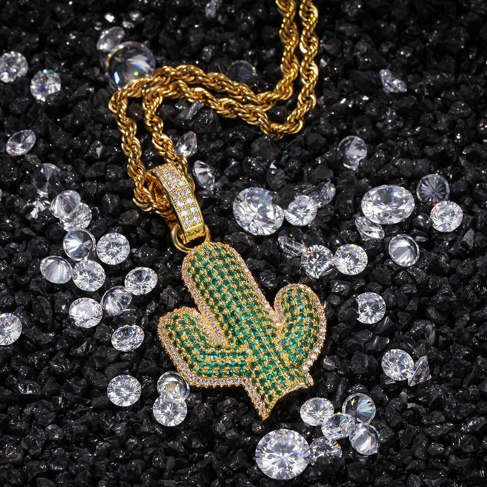 UWIN кактус Cz подвеска Bling Full Iced Out микро проложить Циркон теннис Chian рок колье панк для мужчин женщин ювелирные изделия Хип-хоп