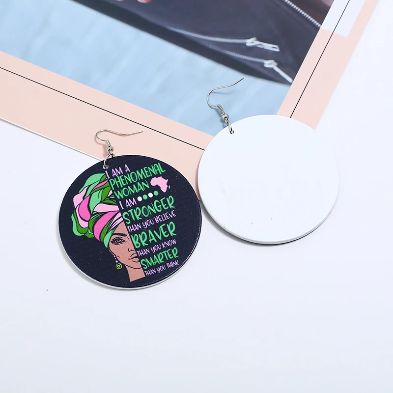 FLDZ черные женские тюрбан силуэт с буквами висячие серьги из натурального дерева