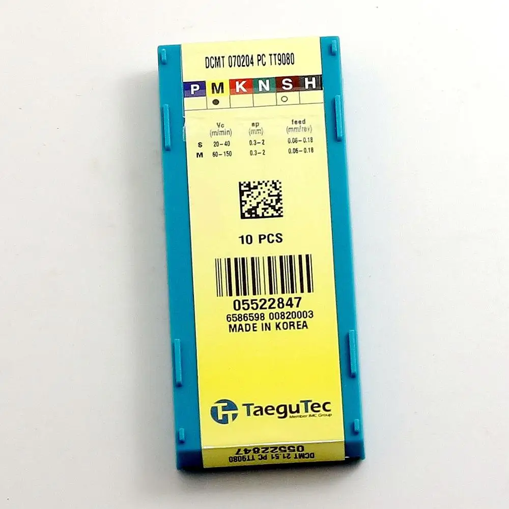 DCMT070204 PC TT9080 10pcs/lot TaeguTec Negative Triangular External Turning Inserts | Инструменты