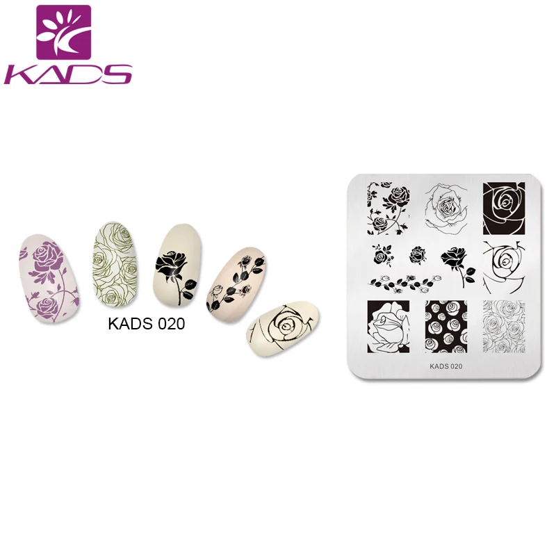 KADS 5 шт./компл. Прямоугольник Цветок Ногтей Штамп Штамповка Плиты Шаблона