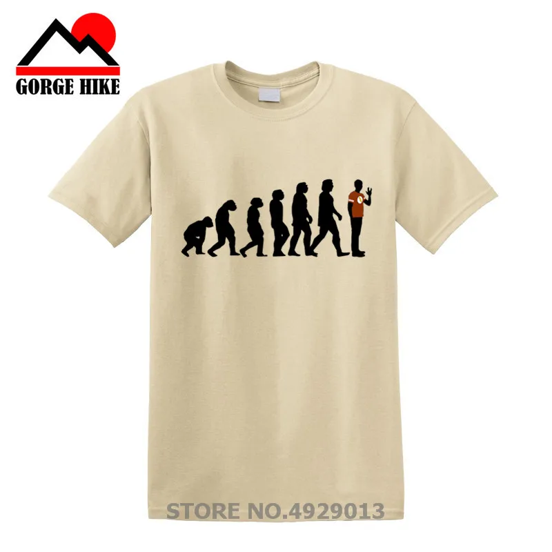 Мужская футболка Geek reverse evolution хлопковая Повседневная с коротким рукавом sheldon