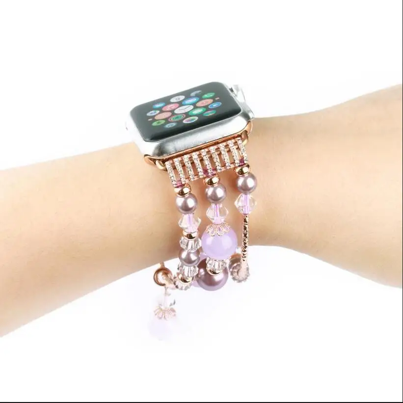 Новейший женский Агат браслет для Apple Watch Band series 3 2 1 для iWatch ремешок Ювелирная серия 5 4 40 мм 44 мм