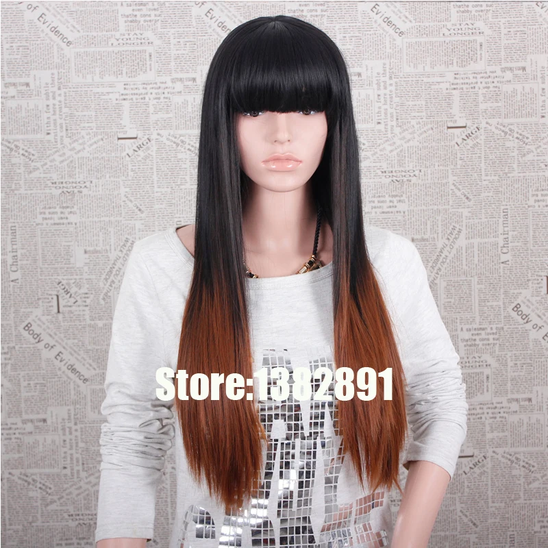 Дешевые ломбер парик с челкой натуральных волос косплей синтетические парики