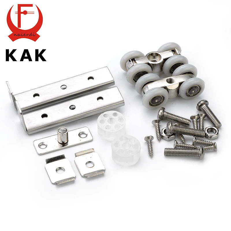 

KAK Stainless Steel Sliding Door Roller Bear 30KG Home Room Wardrobe Wood Door Hanging Wheels For Furniture Hardware Wheel