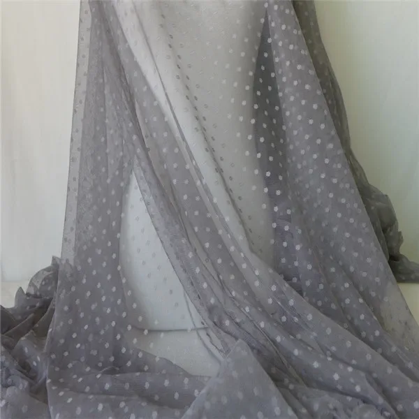 light gray 1 ярд мягкая Тюлевая сетчатая кружевная ткань в горошек с принтом для свадебных церемоний DIY декоративная ткань 150 см Ширина - Цвет: light gray