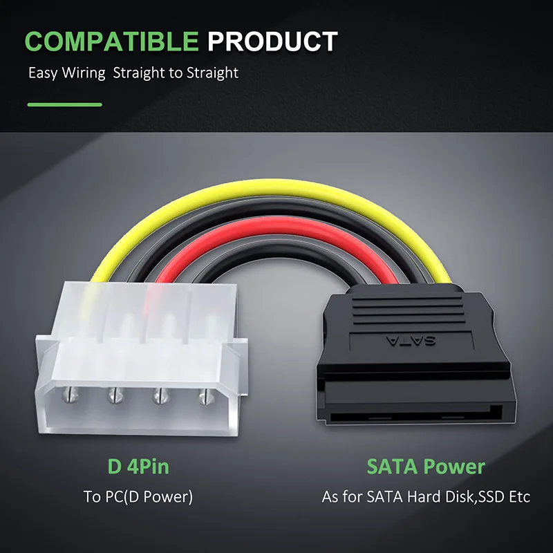 Cabletime 4 Pin IDE Molex Male к 15 Sata Serial ATA M F адаптер для жесткого диска кабель питания