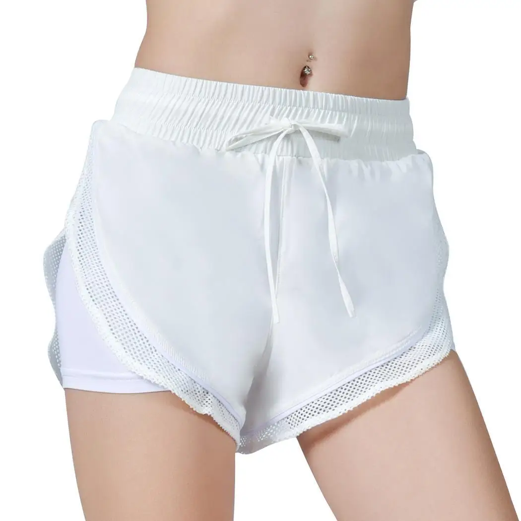 Women Casual Elastic Waist Mesh Patchwork Drawstring Shorts Exercising Above Knee | Спорт и развлечения