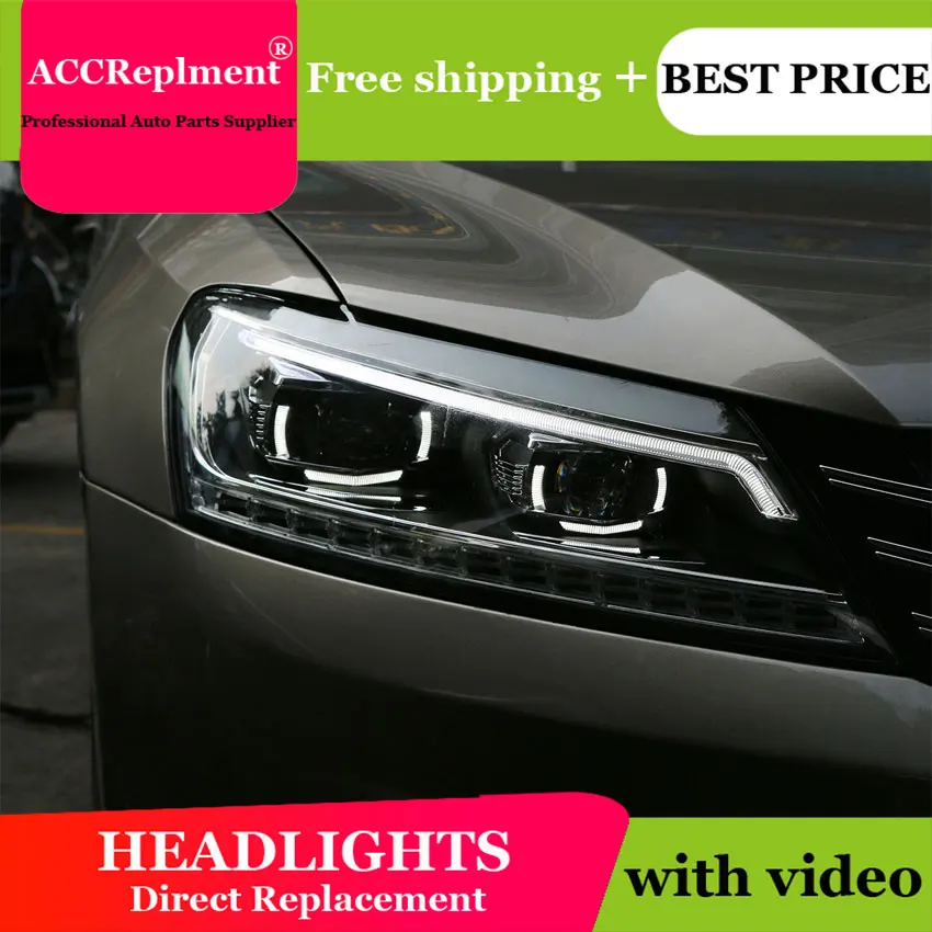 

Car Styling for VW Passat Headlights 2011-2015 LED Headlight Lens Double Beam H7 HID Xenon bi xenon lens day light running