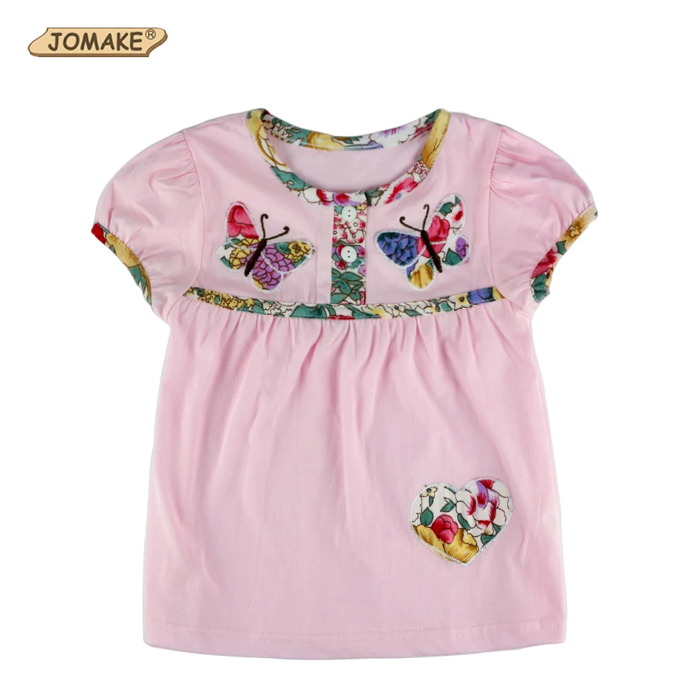 Футболка для девочек с цветочным принтом и бабочками Летний стиль милый костюм