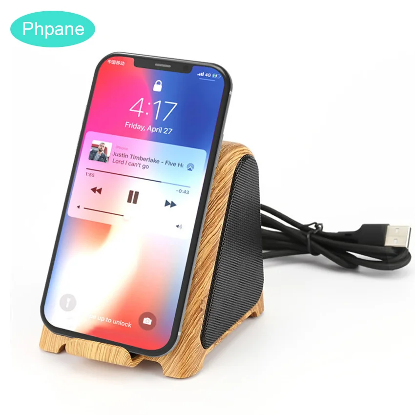 С Bluetooth динамиком QI деревянное Беспроводное зарядное устройство 2 в 1