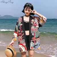 kimonos woman 2021 japanese kimono cardigan cosplay shirt blouse for women japanese yukata female summer beach kimono v1400