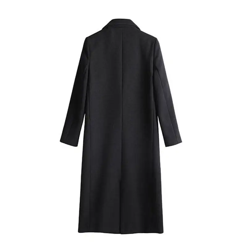 

Women 2019 Autumn Winter Plus Long Wool Blend Overcoats Female Turn-Down Collar Solid Coat Ladies Elegant Slim Warm Outwear V591