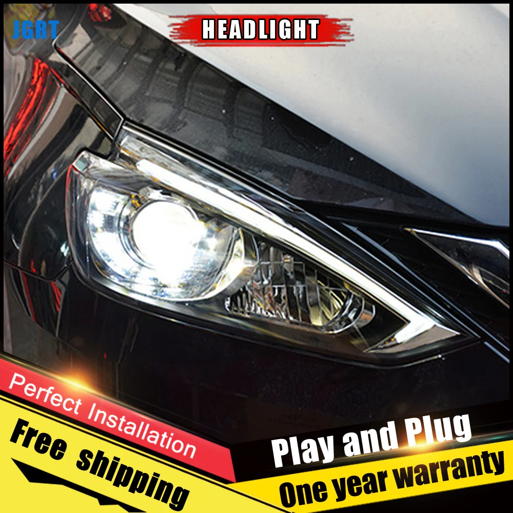 Автомобильный Стиль светодиодный фары для Nissan Sylphy Sentra X Trail 15 17 налобный фонарь DRL