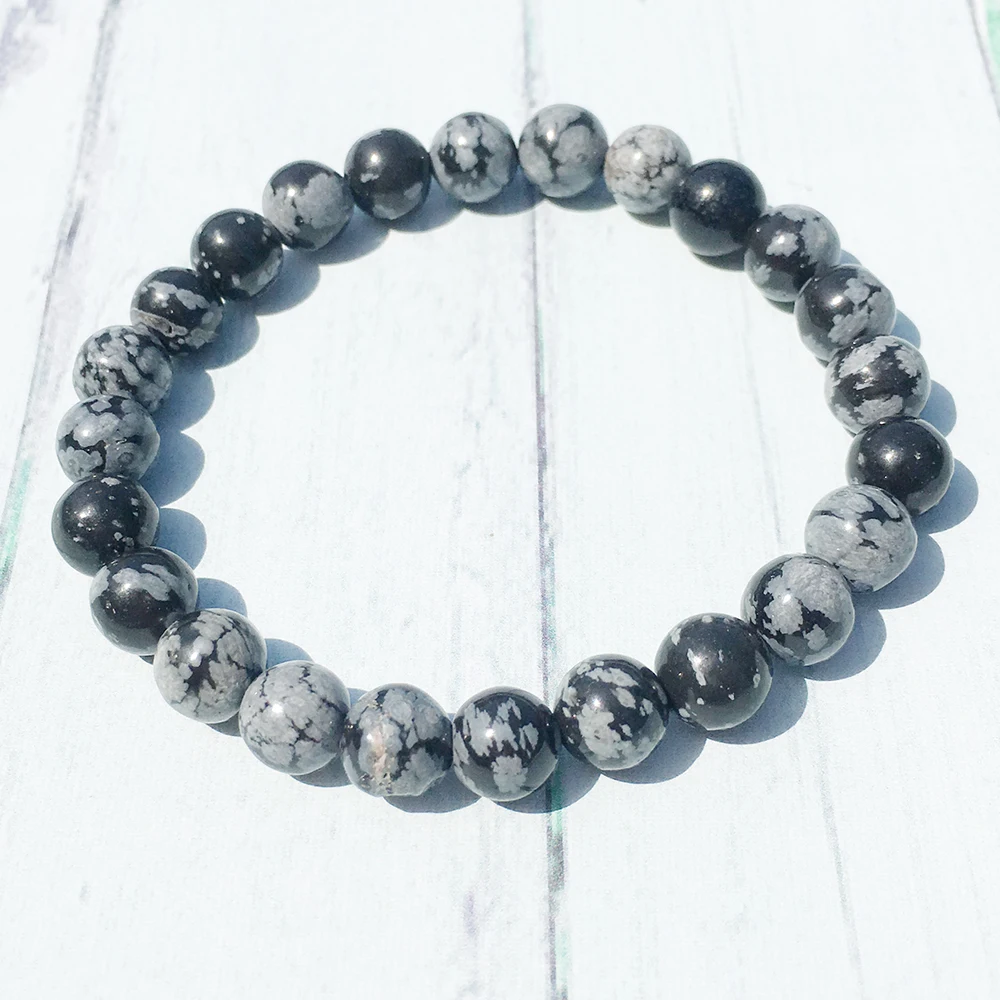 Браслет Ruberthen A Grand Snowflake Obsidian чакра на запястье бусы Mala ювелирное изделие защита