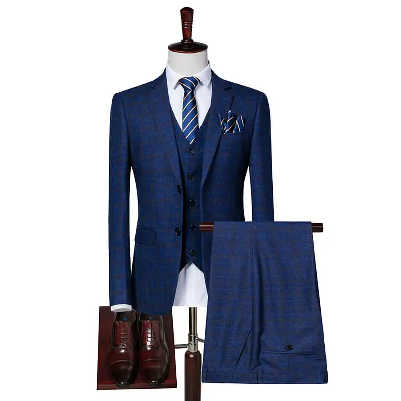 Плед Slim Fit смокинг костюмы плюс Размеры Повседневное свадебный костюм для жениха
