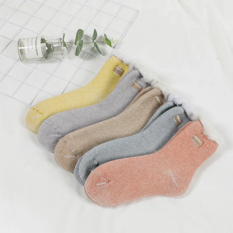 Новые милые японские хлопковые носки с вышивкой однотонные бархатные толстые
