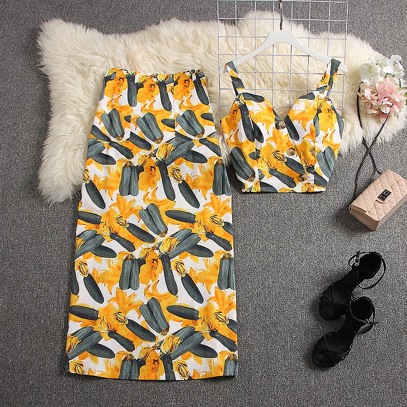 Женский комплект из 2 предметов ALPHALMODA длинная юбка макси и майка в арабском стиле