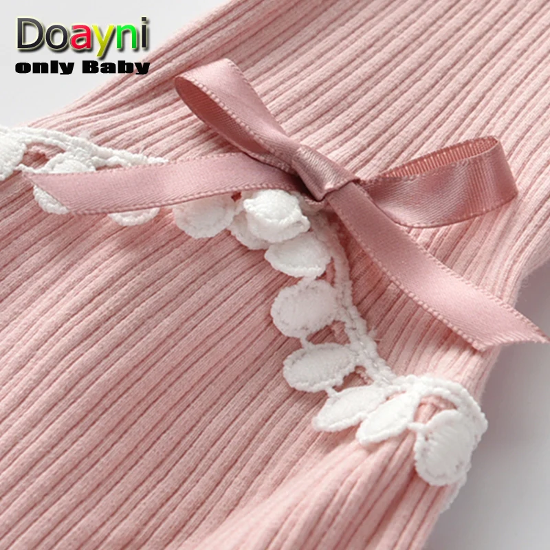Doayni/Новинка корейские кружевные расклешенные брюки для малышей цвет розовый