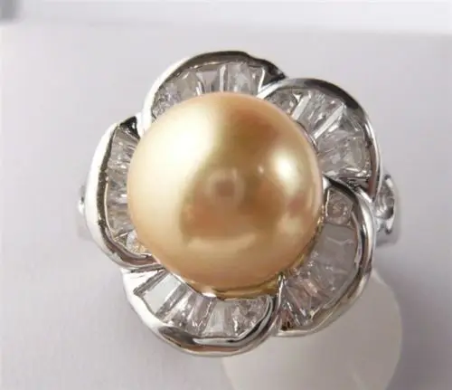 

Beaux jaune sea shell perle perle 18KGP anneau ( 6,7, 8,9 )