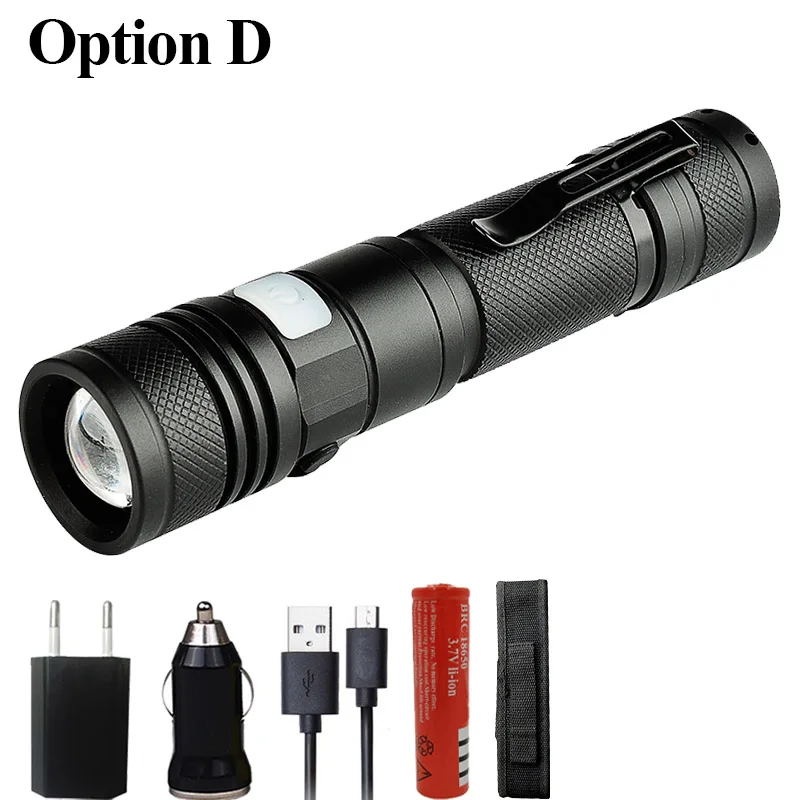 D Litwod Z30 1301 светодиодный светильник-вспышка Micro USB Перезаряжаемый фонарь XM-L T6 Zoomable 5 режимов алюминиевый фонарь для кемпинга и верховой езды светильник - Испускаемый цвет: D