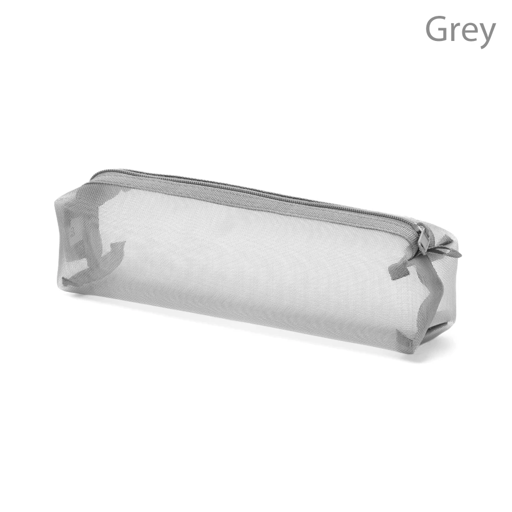 gray 1 предмет прозрачные молнии мешок ручки нейлоновая сетка пенал Офис Студент Pen для хранения канцелярских принадлежностей инструмент - Цвет: gray